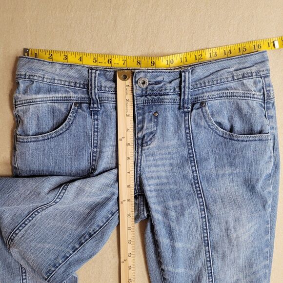 ZD Zana Di Blue Jeans Y2K Size 13 Silver Metallic Stitching Straight Leg 33x31 - Picture 3 of 11